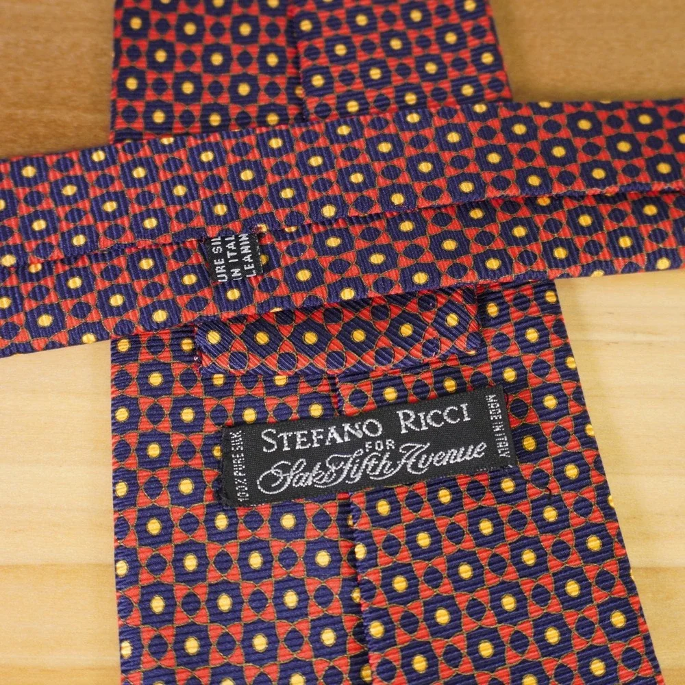 Stefano Ricci Necktie Red Geometric‎ Silk Made in Italy 4x61 Luxury Formalwear